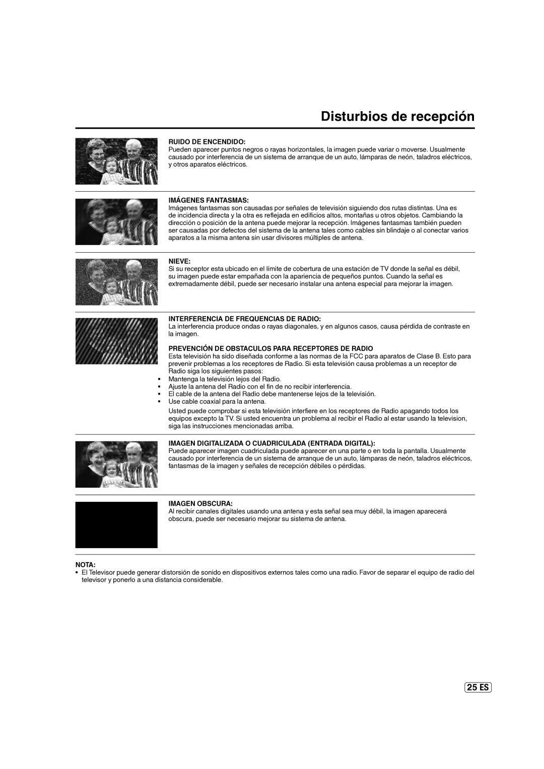 Hitachi L40A105E important safety instructions Disturbios de recepción 