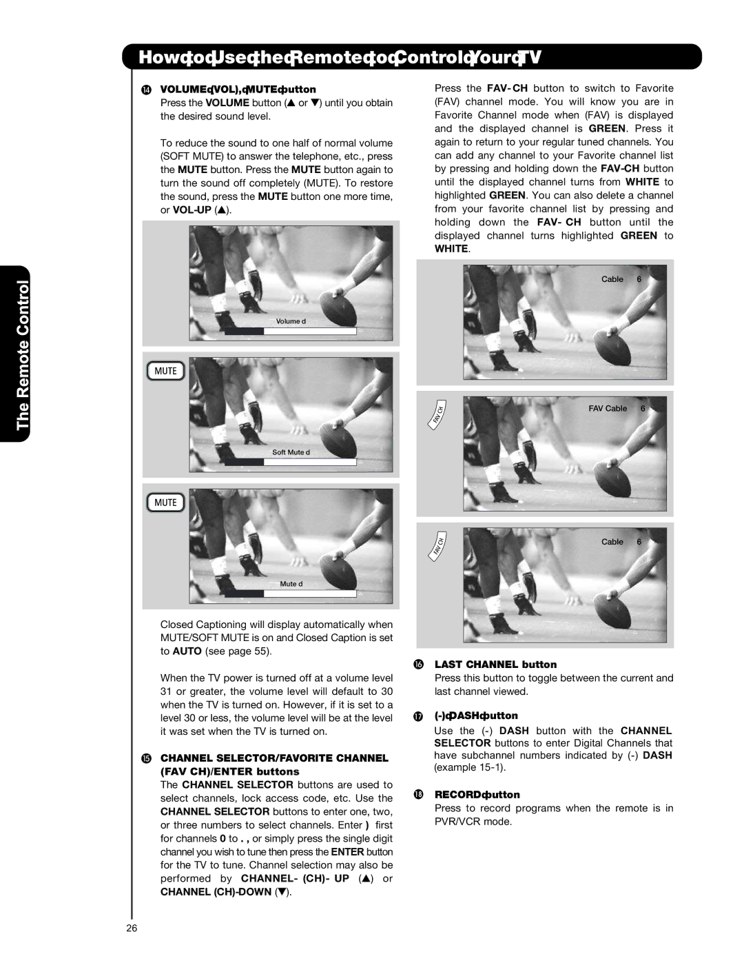 Hitachi L42S601 important safety instructions White, Channel SELECTOR/FAVORITE Channel 