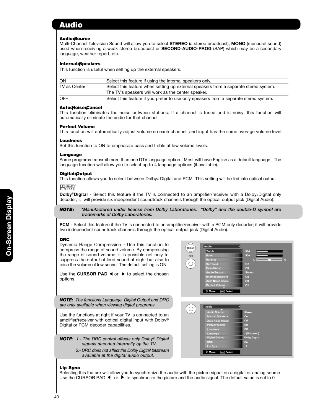 Hitachi L42S601 important safety instructions Drc 