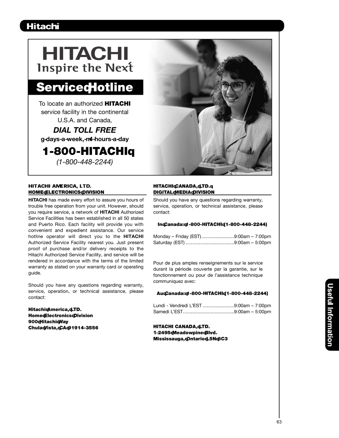 Hitachi L42S601 important safety instructions Home Electronics Division, Digital Media Division 