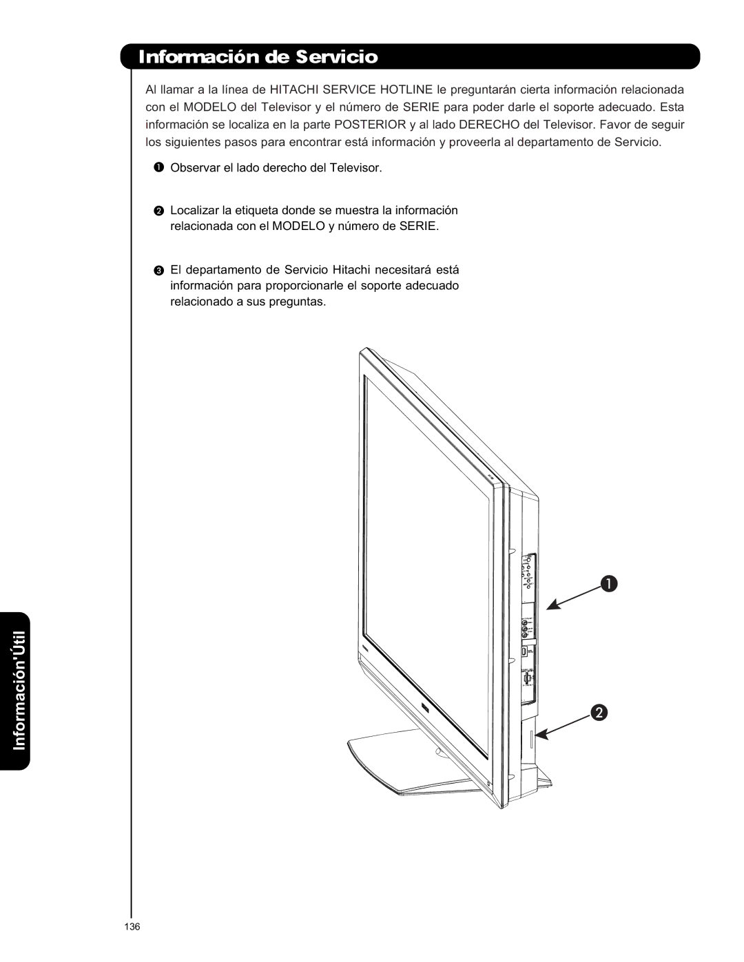 Hitachi L42V651, L47V651 important safety instructions 136 