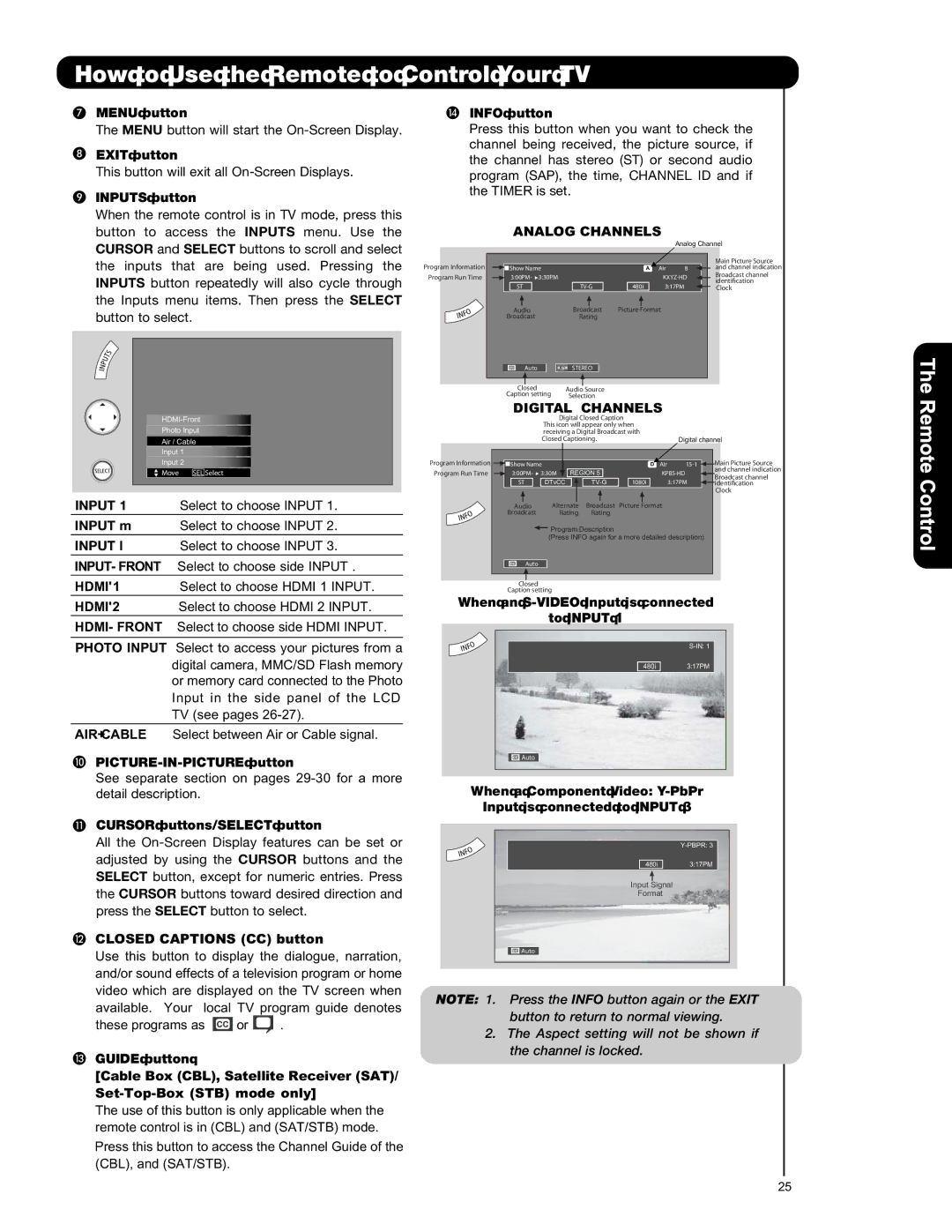 Hitachi L47V651, L42V651 important safety instructions Analog Channels, Digital Channels, Input, Hdmi 