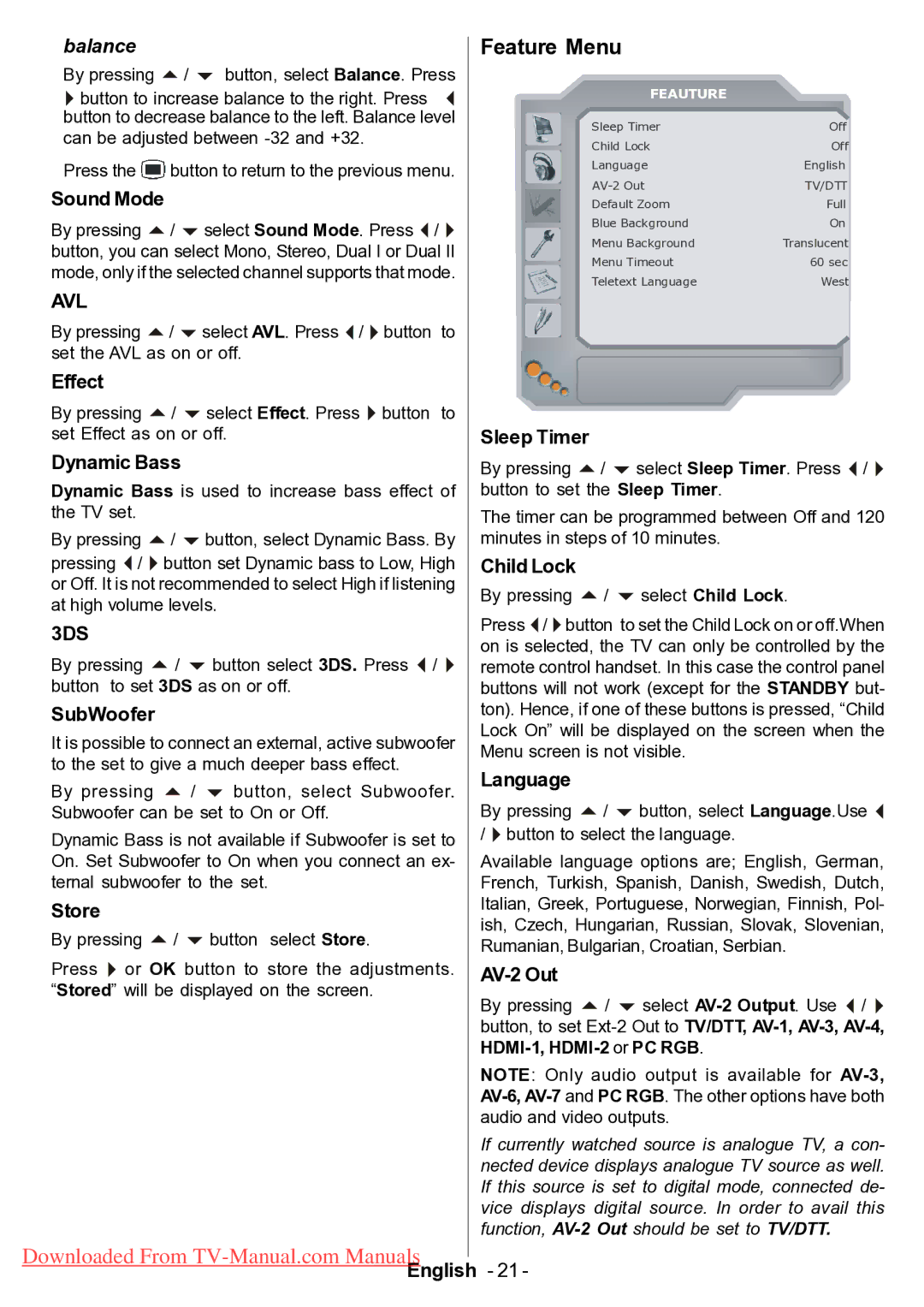 Hitachi L42VP01U manual Feature Menu 