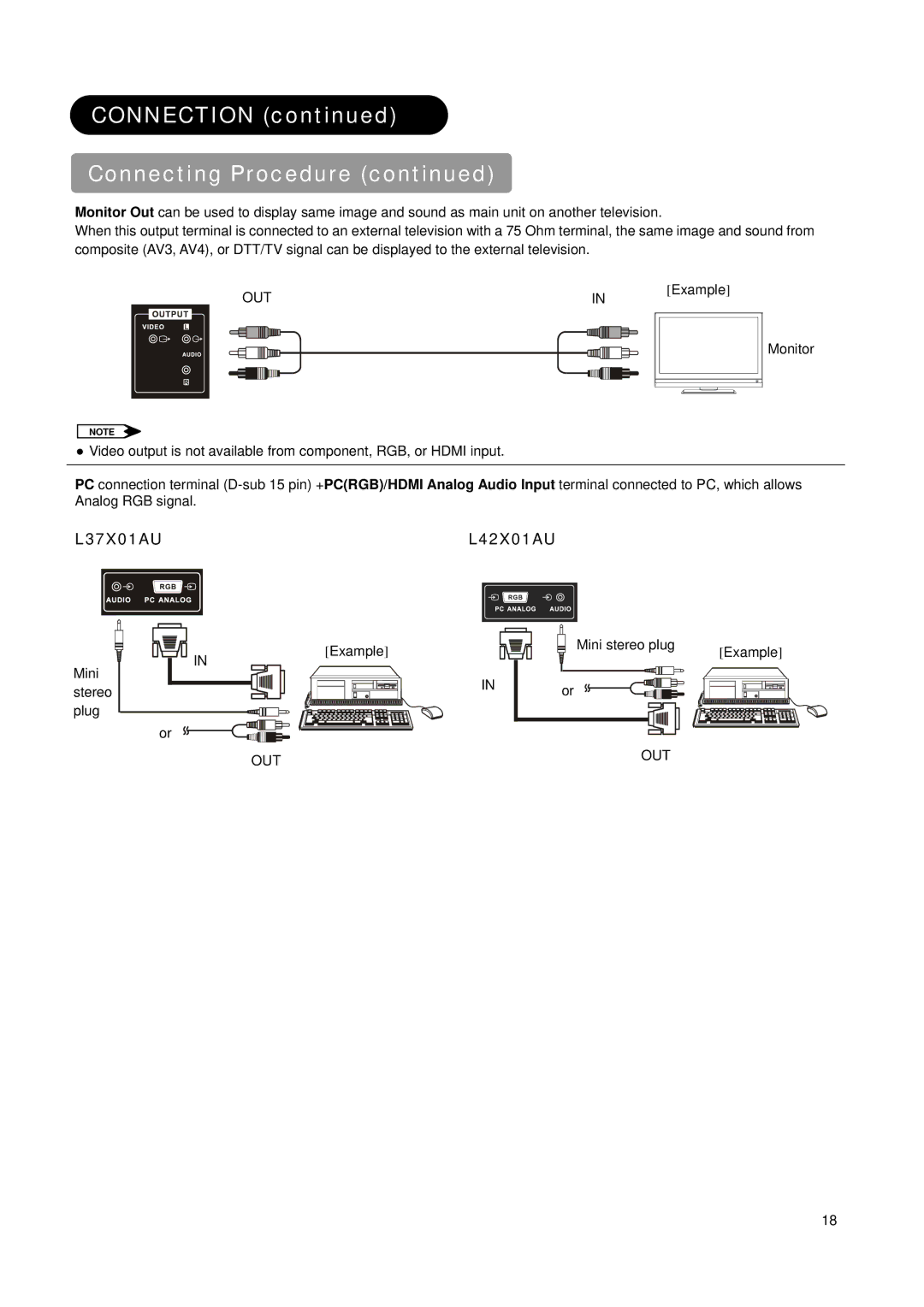 Hitachi manual L37X01AU L42X01AU, Out 