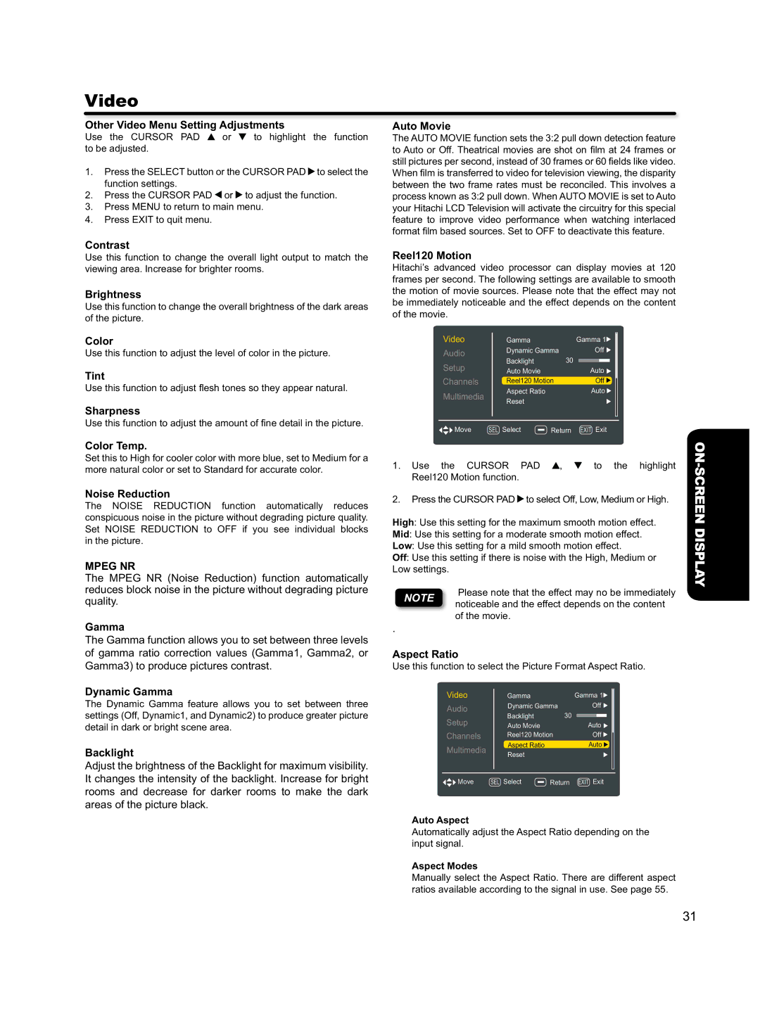 Hitachi L46S603 important safety instructions Mpeg NR 