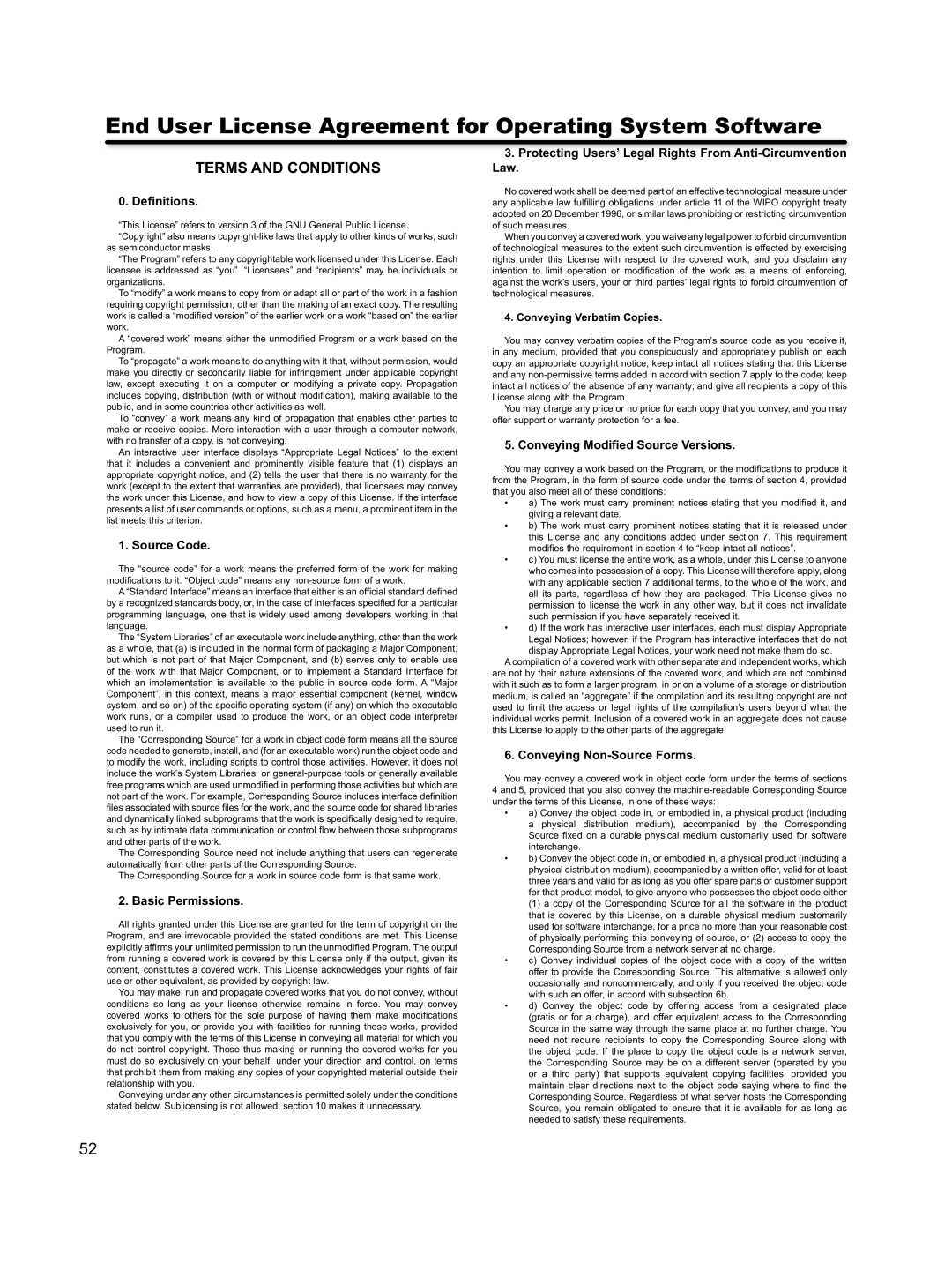 Hitachi L46S603 End User License Agreement for Operating System Software, Terms And Conditions, 0. Deﬁnitions, Source Code 