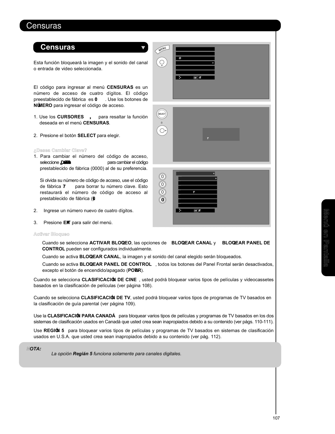 Hitachi L47S601 important safety instructions Censuras, ¿Desea Cambiar Clave? 