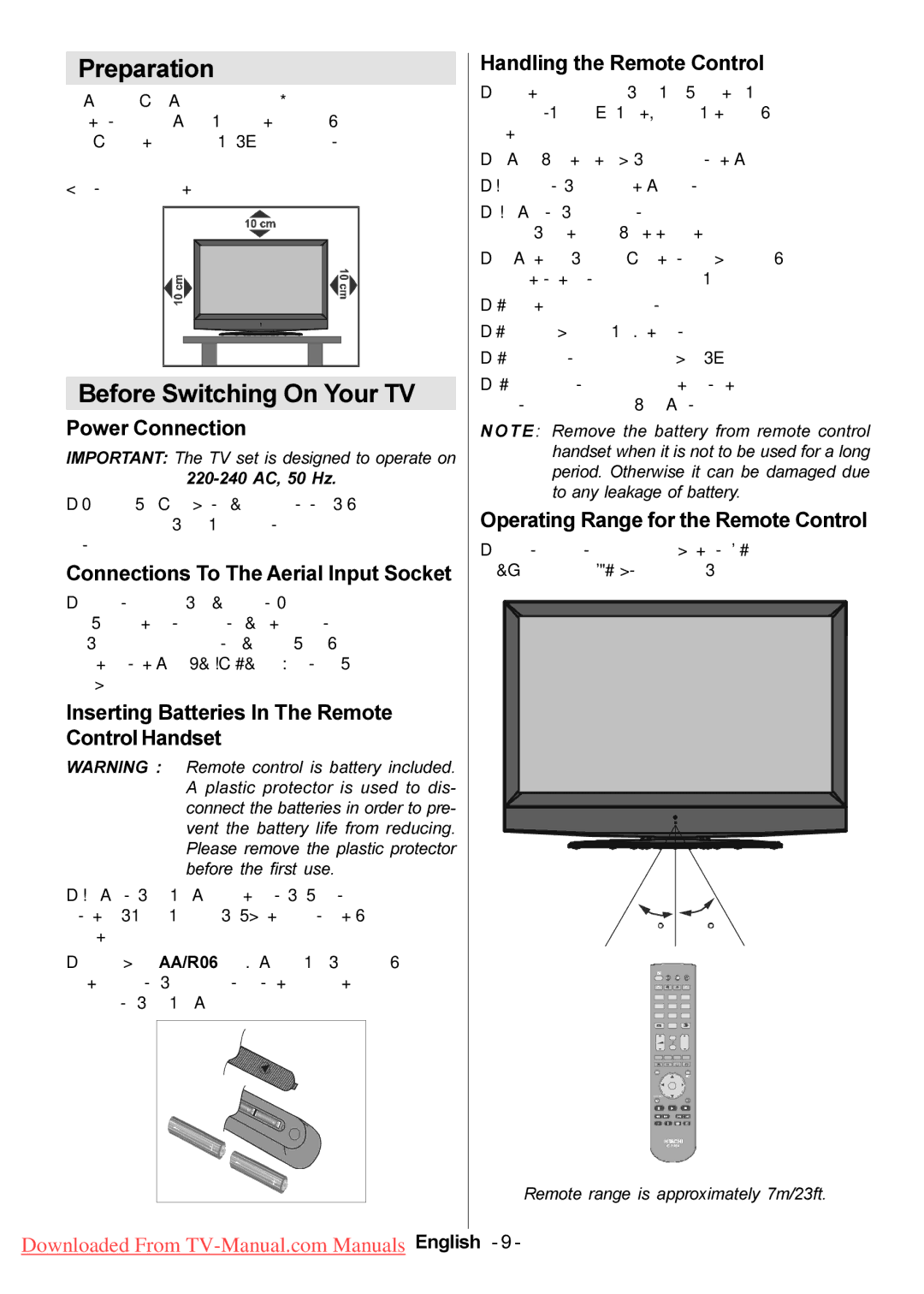 Hitachi L47VP01U manual Preparation, Before Switching On Your TV 