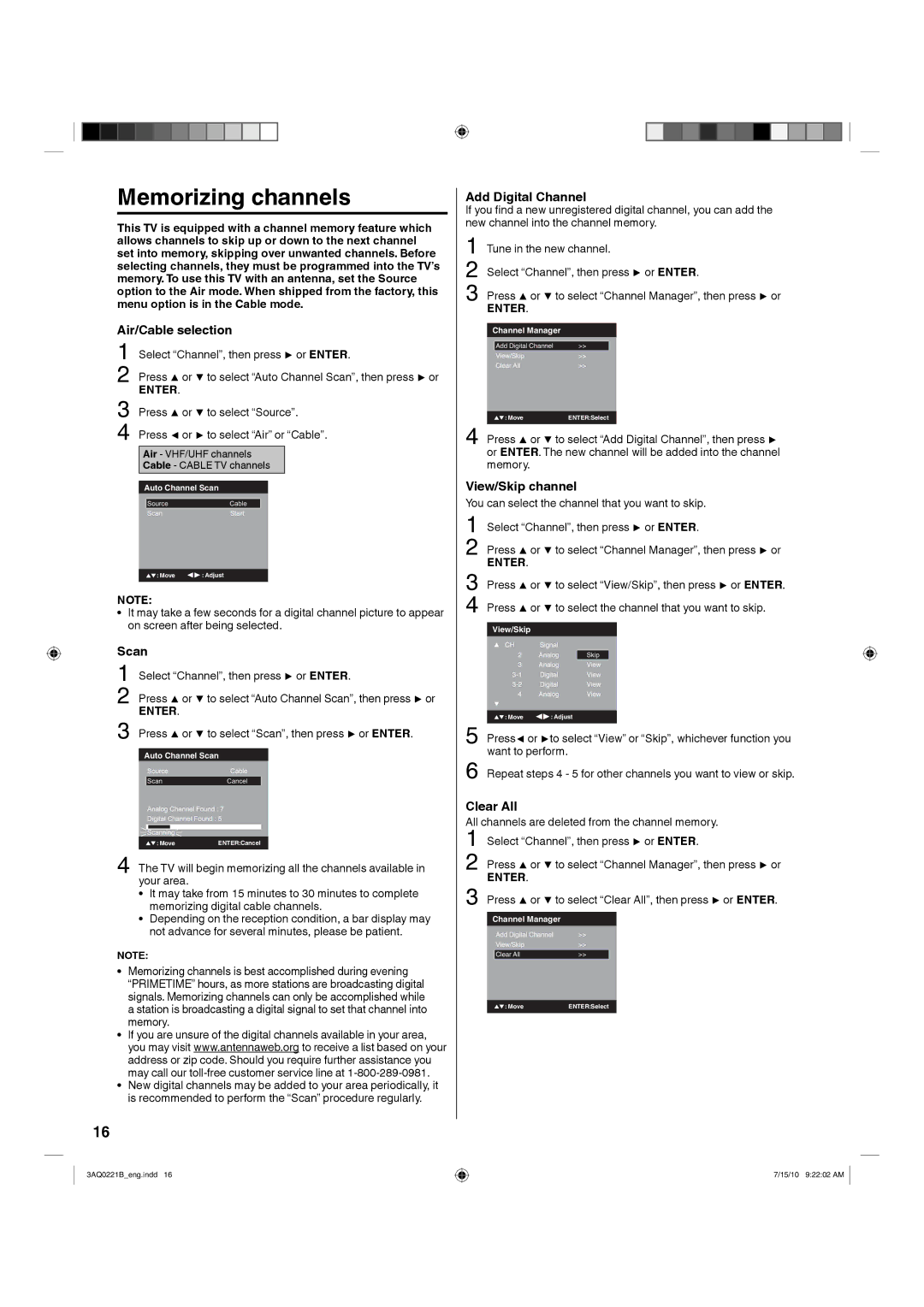 Hitachi LE19S314 important safety instructions Memorizing channels 