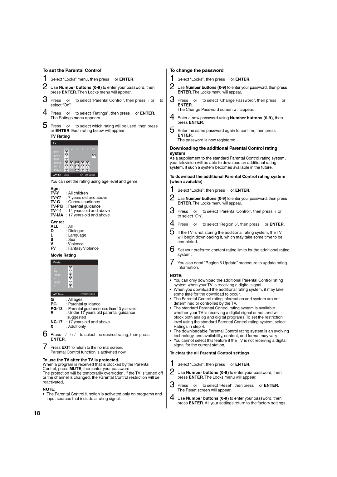 Hitachi LE22S314 manual To set the Parental Control, To change the password 