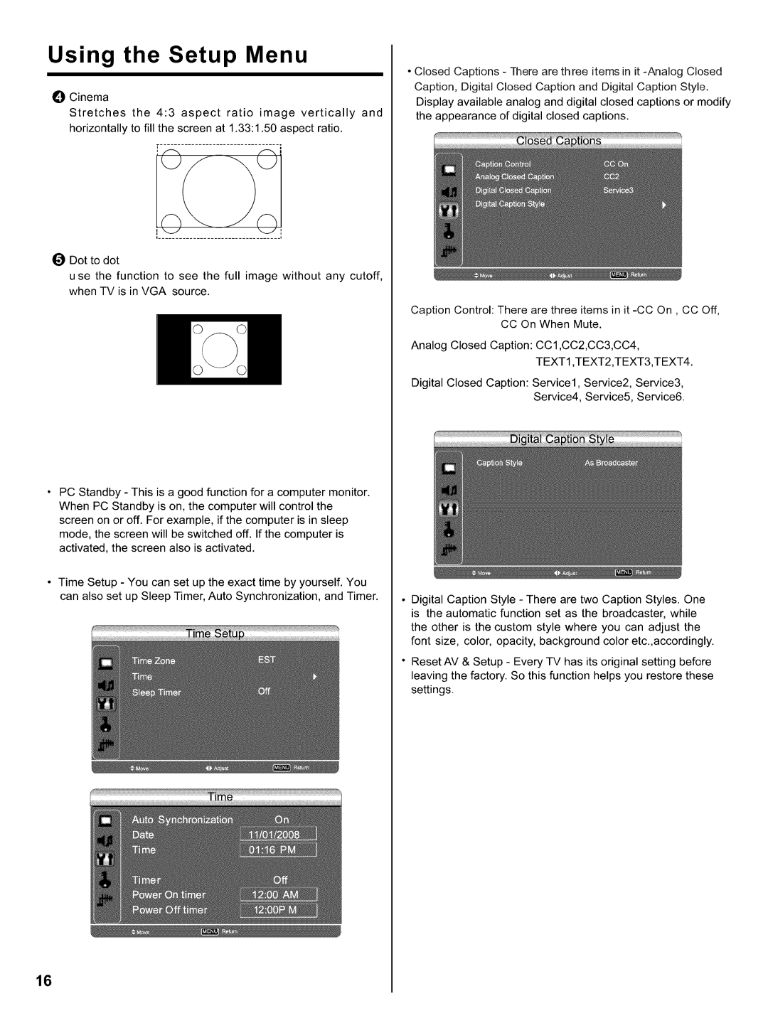 Hitachi LE32H405 important safety instructions Using the Setup Menu, TEXT1 ,TEXT2,TEXT3,TEXT4 