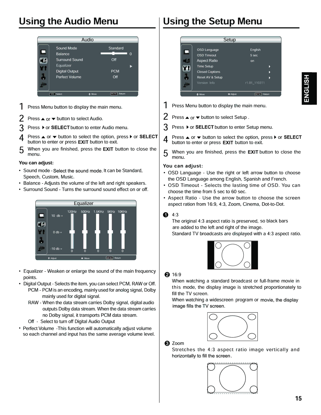 Hitachi LE40H405 important safety instructions Aspect Ratio 