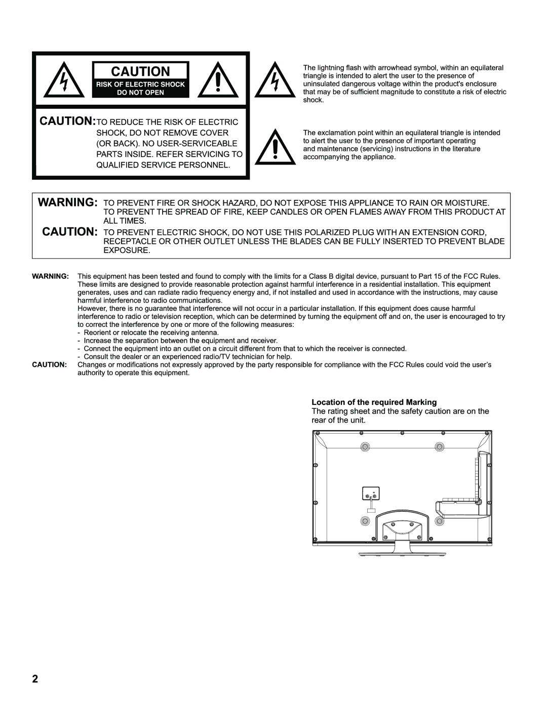 Hitachi LE40H405 important safety instructions 