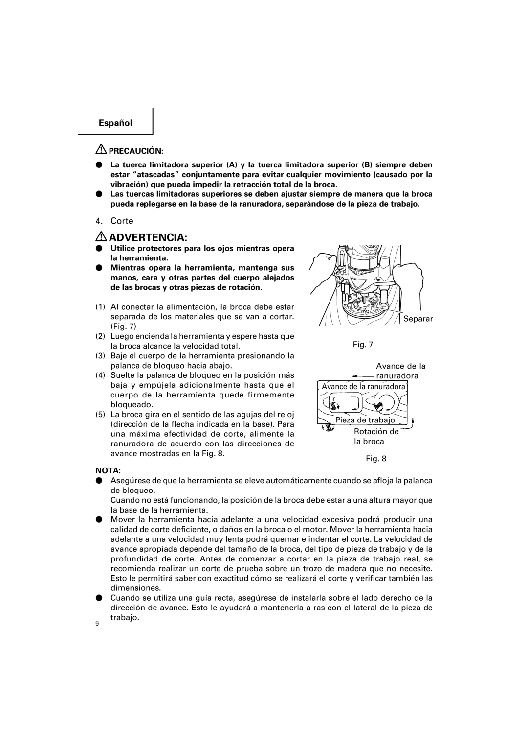 Hitachi KM 12VC, KM 12SC instruction manual Precaución 