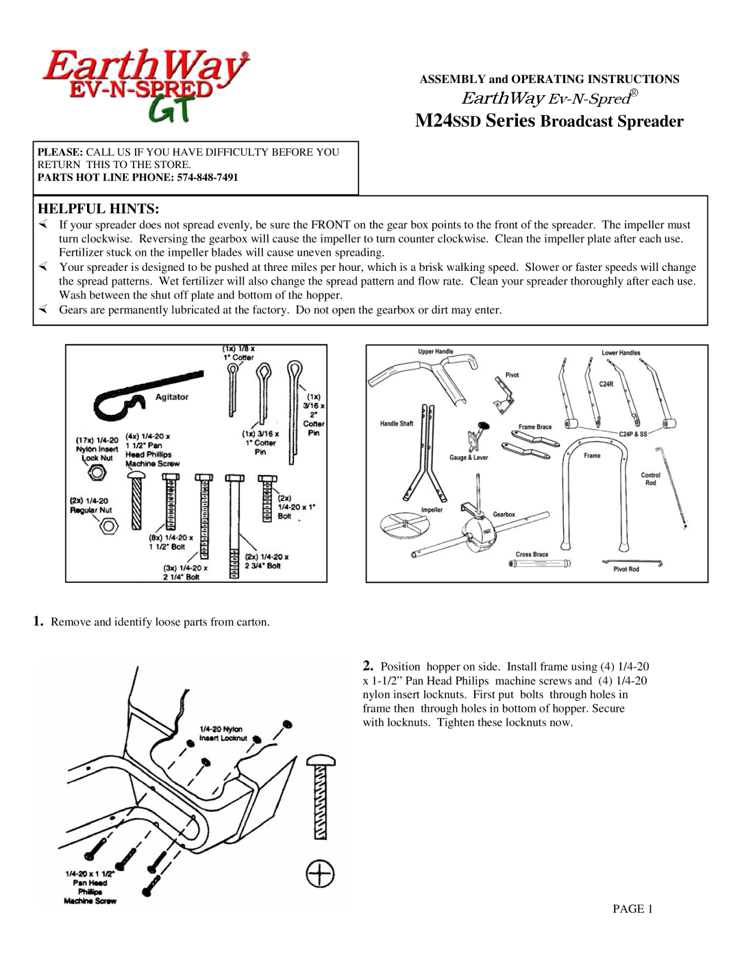 Hitachi M24SSD manual Helpful Hints, Assembly and Operating Instructions 