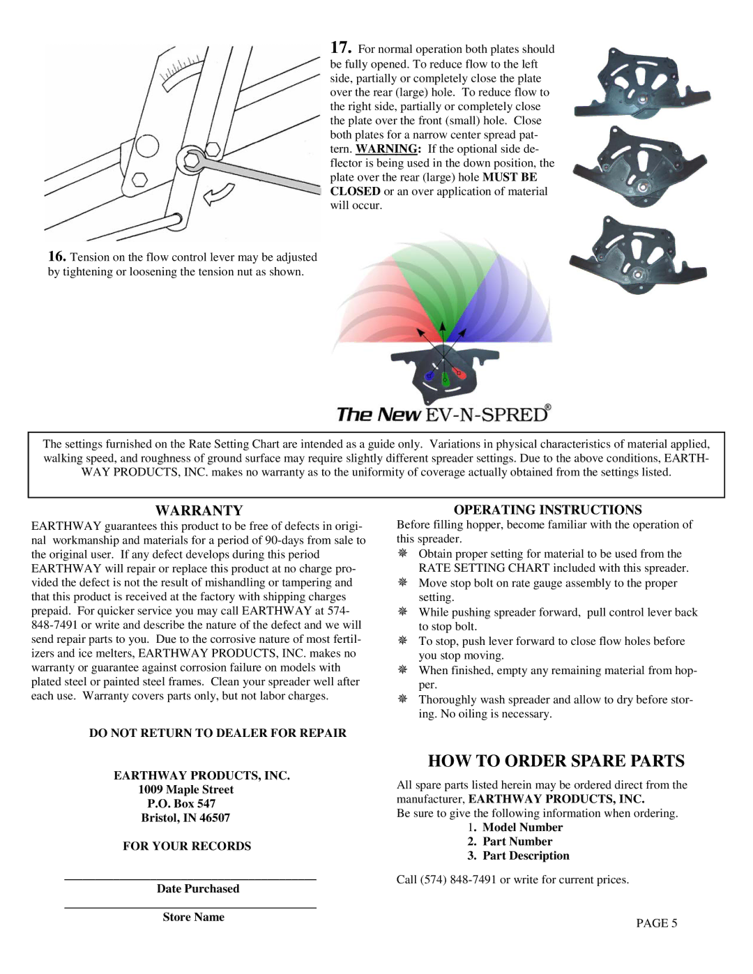 Hitachi M24SSD manual Warranty, Do not Return to Dealer for Repair, Earthway PRODUCTS, INC, For Your Records 