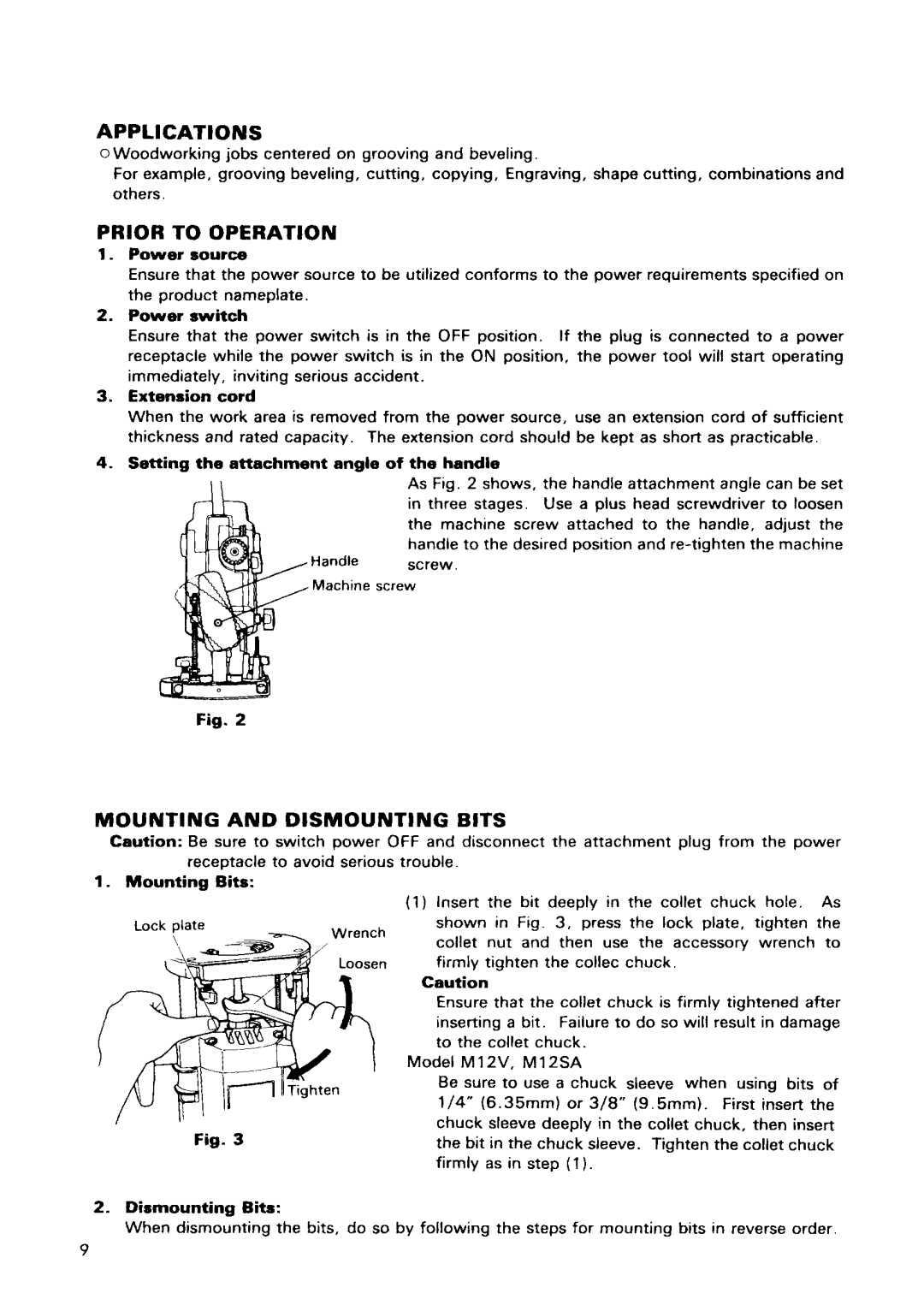 Hitachi M 12V, M8V, M 8, M 12SA manual 