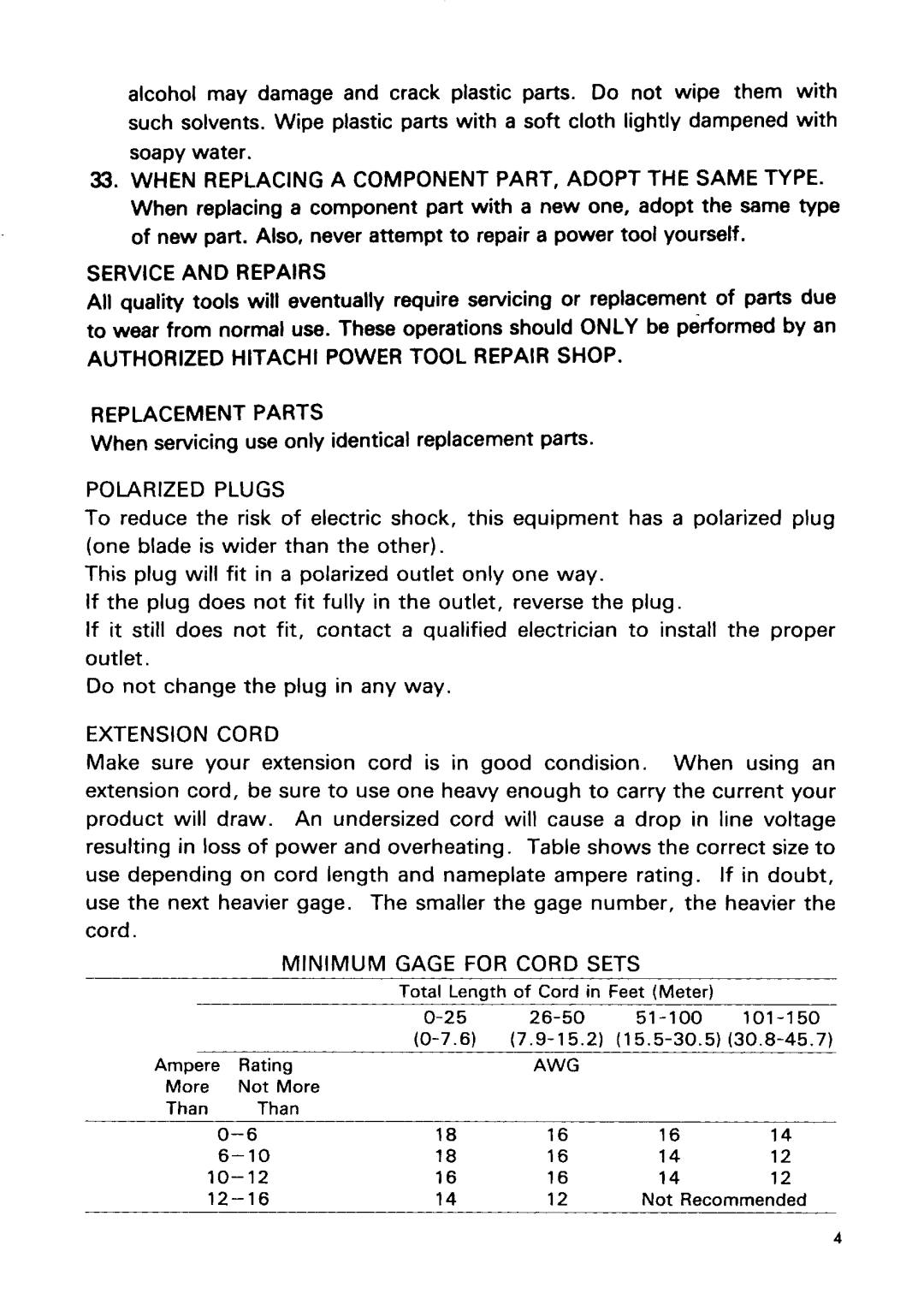 Hitachi M 8, M8V, M 12V, M 12SA manual 