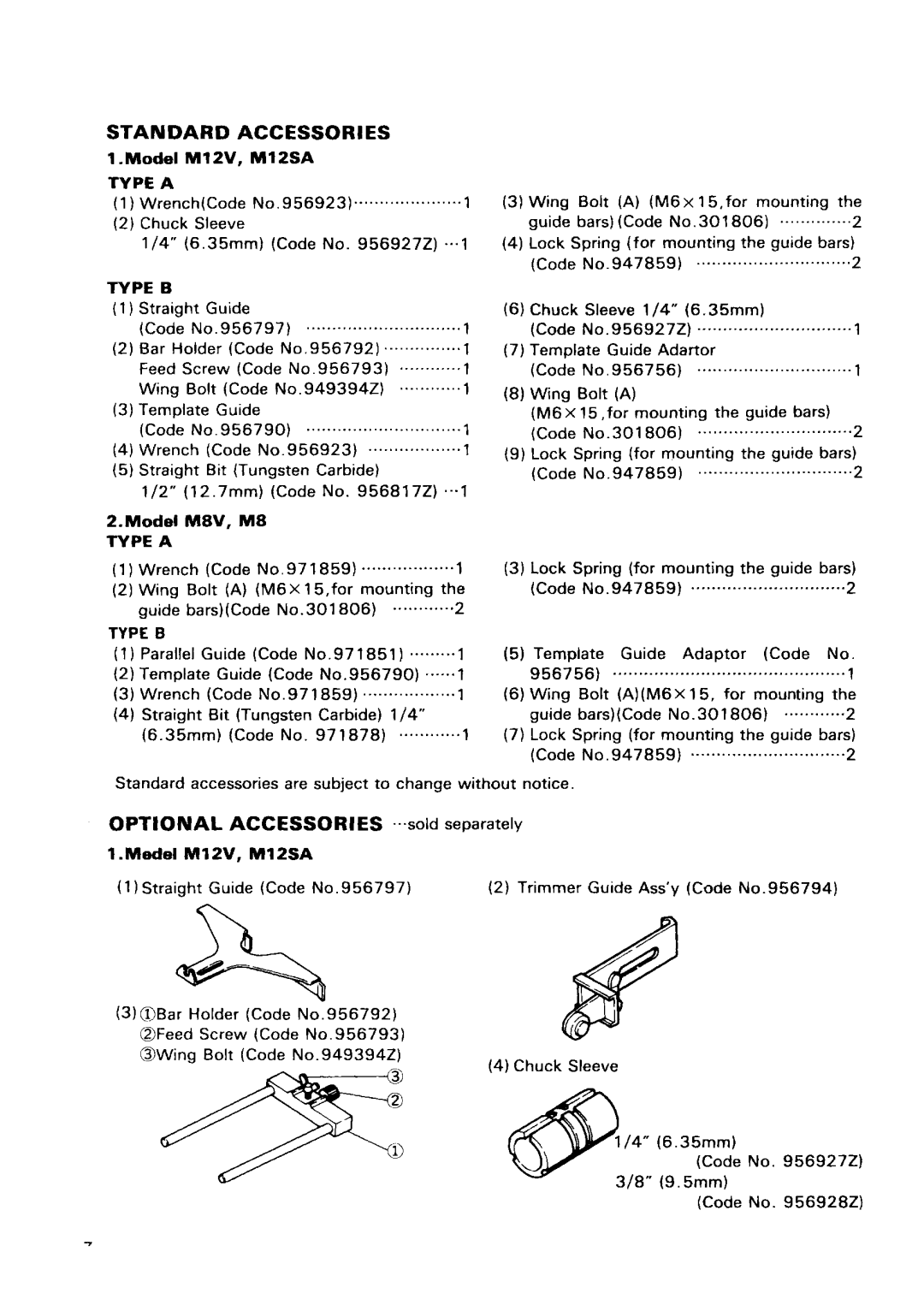 Hitachi M8V, M 8, M 12V, M 12SA manual 