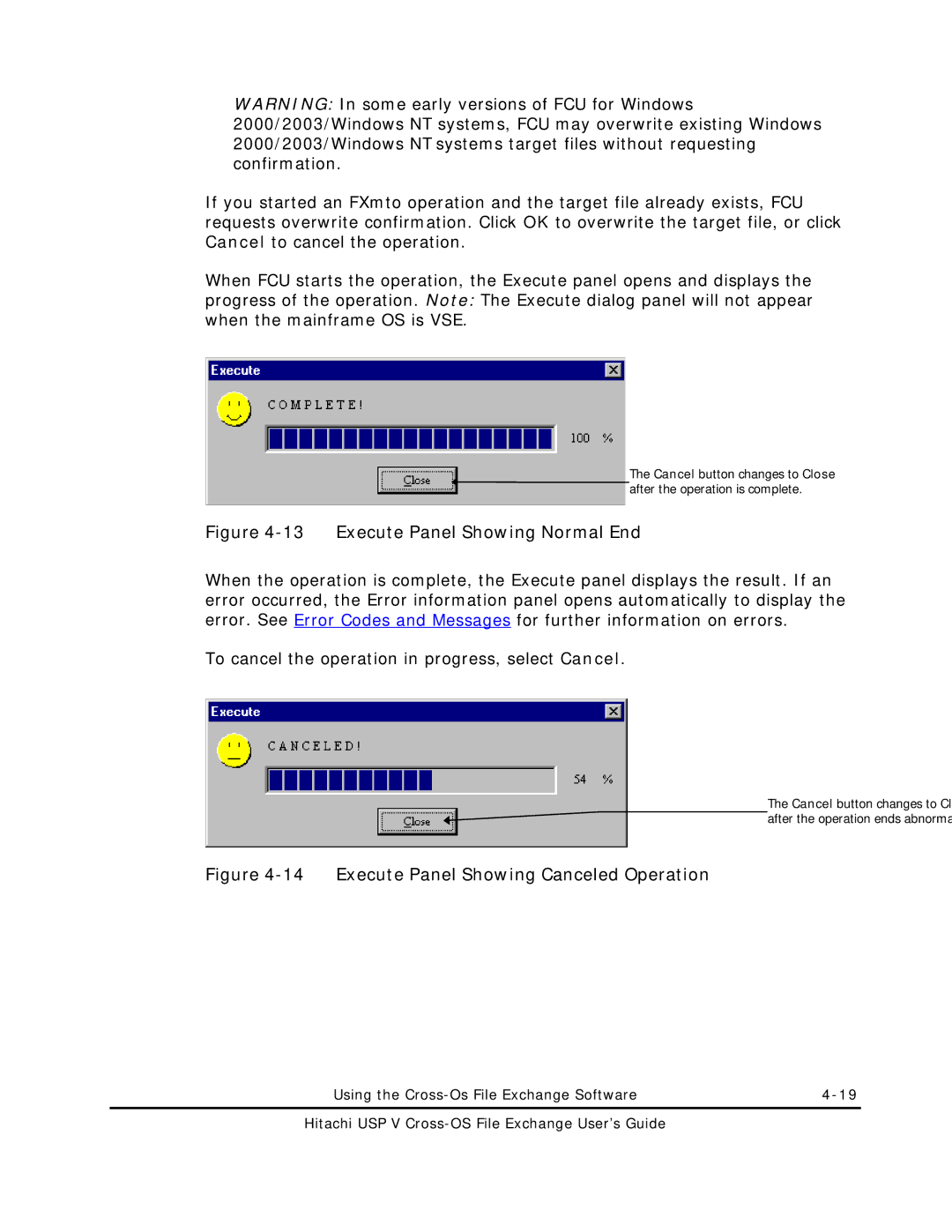 Hitachi MK-96RD647-01 manual Execute Panel Showing Normal End 