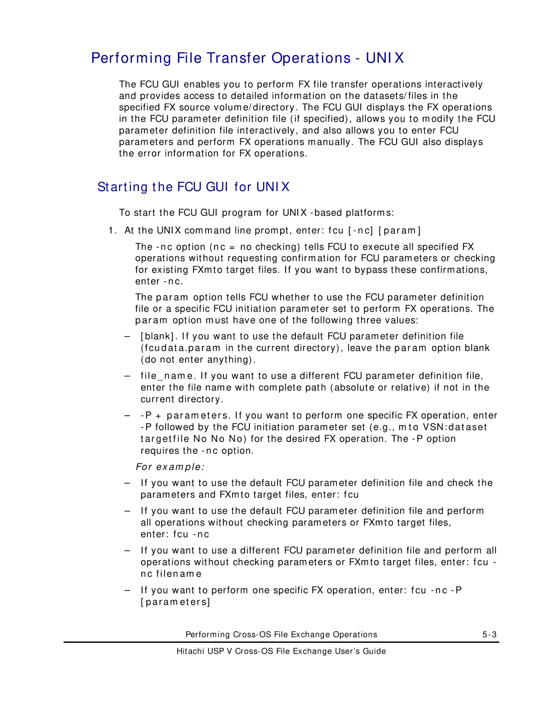 Hitachi MK-96RD647-01 manual Performing File Transfer Operations Unix, Starting the FCU GUI for Unix 