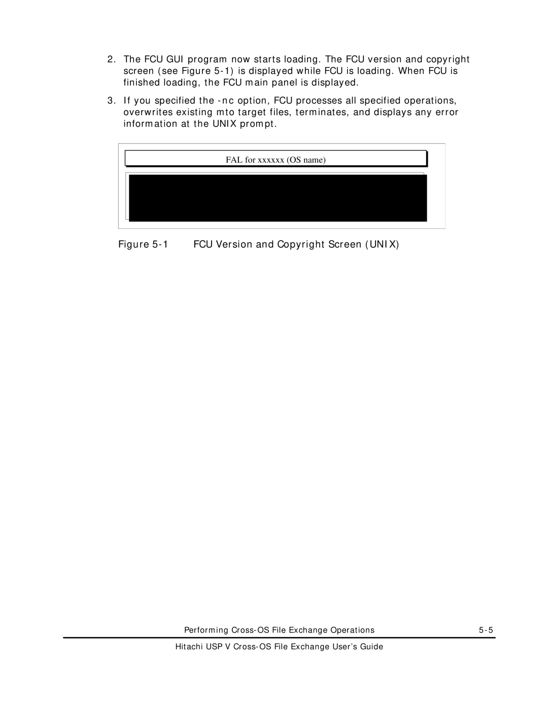 Hitachi MK-96RD647-01 manual FCU Version and Copyright Screen Unix 