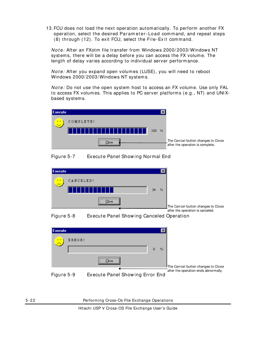 Hitachi MK-96RD647-01 manual Execute Panel Showing Normal End 