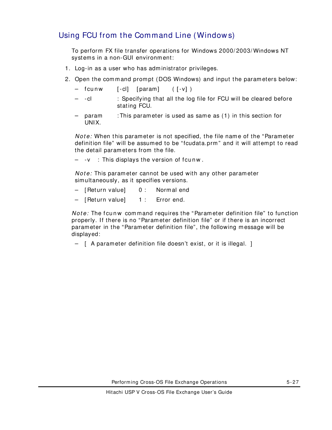 Hitachi MK-96RD647-01 manual Using FCU from the Command Line Windows, Fcunw 