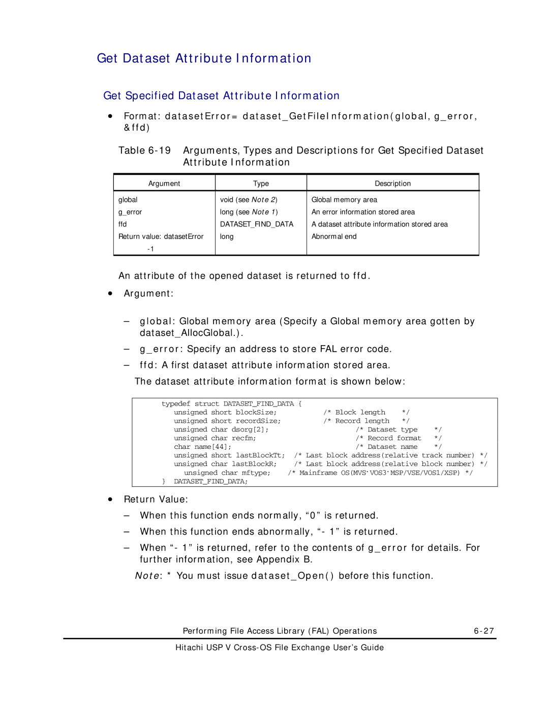 Hitachi MK-96RD647-01 manual Get Dataset Attribute Information, Dataset attribute information stored area 