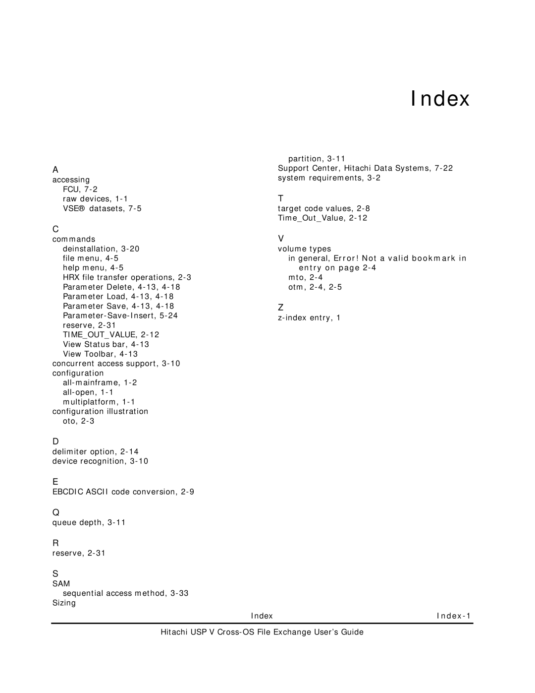 Hitachi MK-96RD647-01 manual Index, Target code values, 2-8 TimeOutValue 