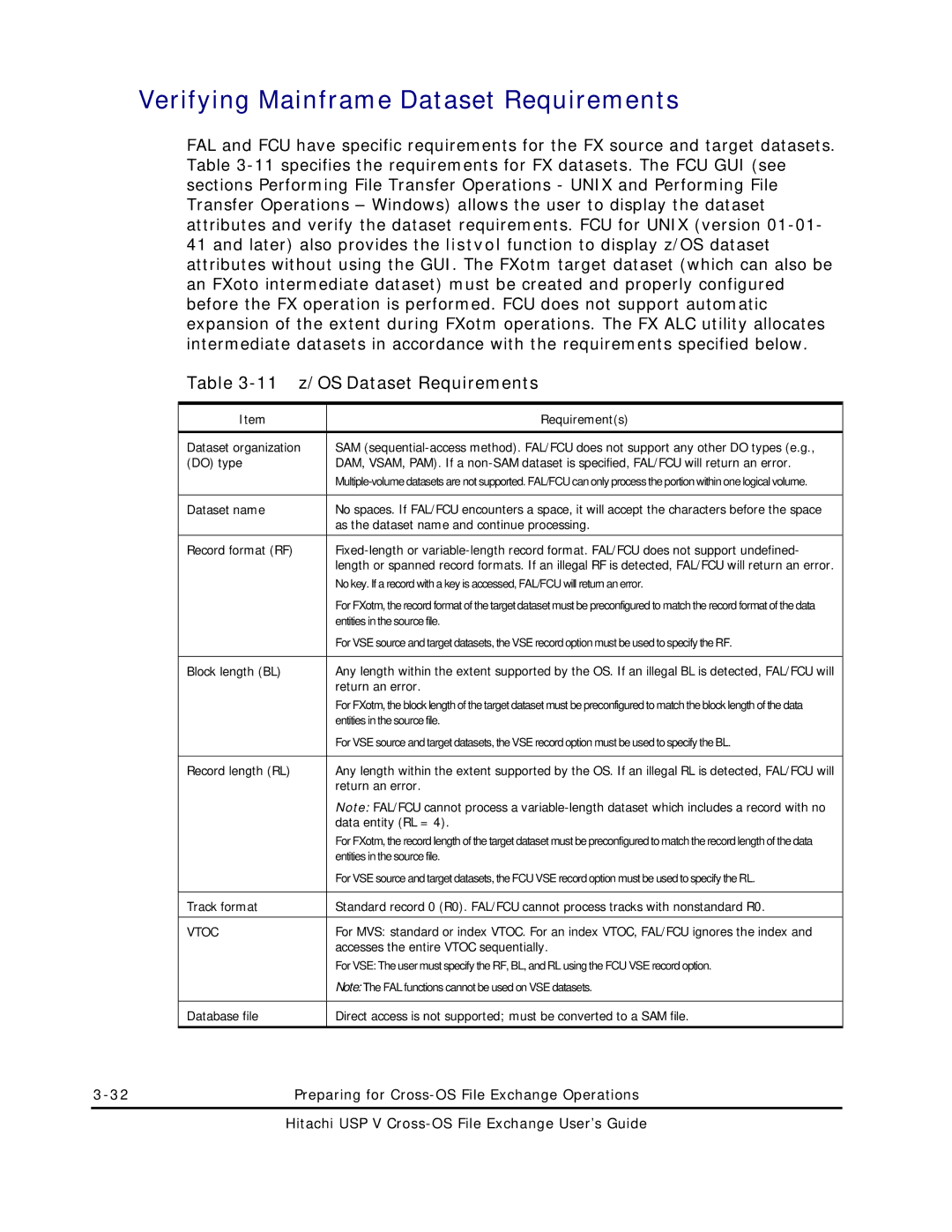 Hitachi MK-96RD647-01 manual Verifying Mainframe Dataset Requirements, 11 z/OS Dataset Requirements 