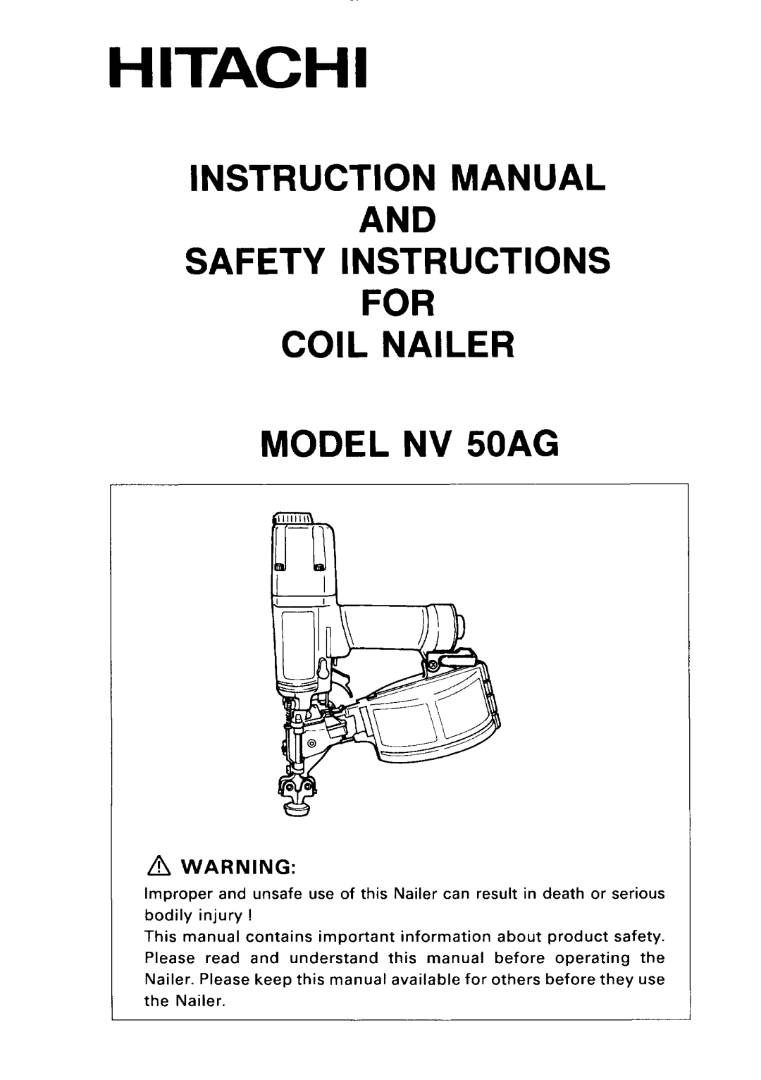 Hitachi Model NV 50AG manual 