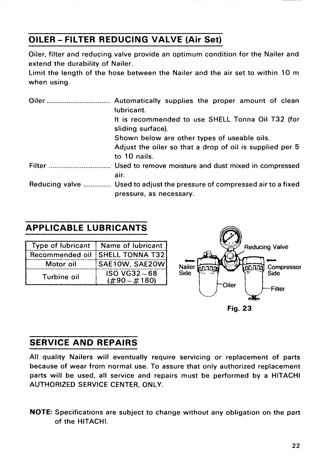 Hitachi Model NV 50AG manual 