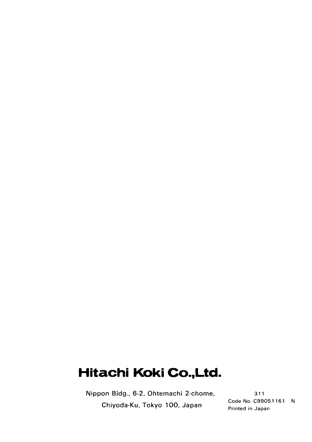 Hitachi Model NV 50AG manual 