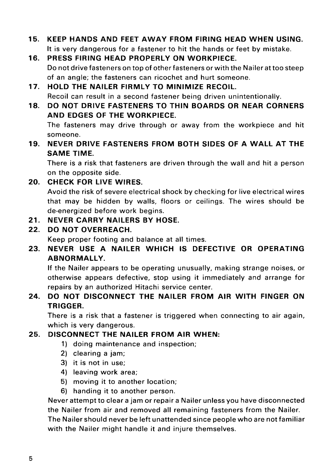 Hitachi Model NV 50AG manual 