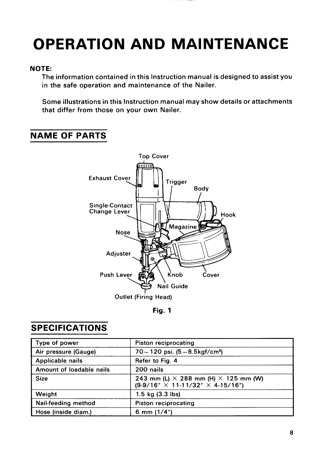 Hitachi Model NV 50AG manual 