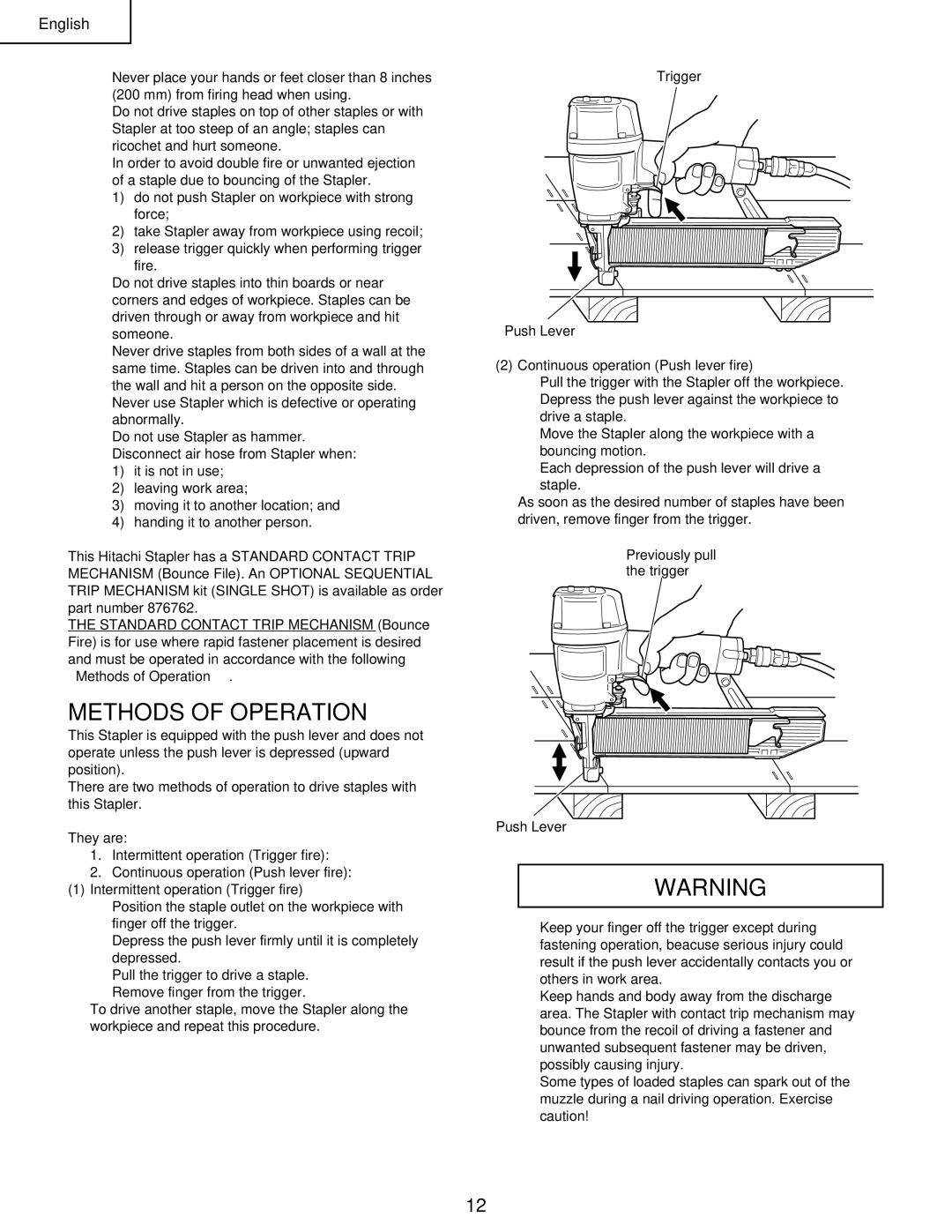 Hitachi N 5008AC manual Methods of Operation 