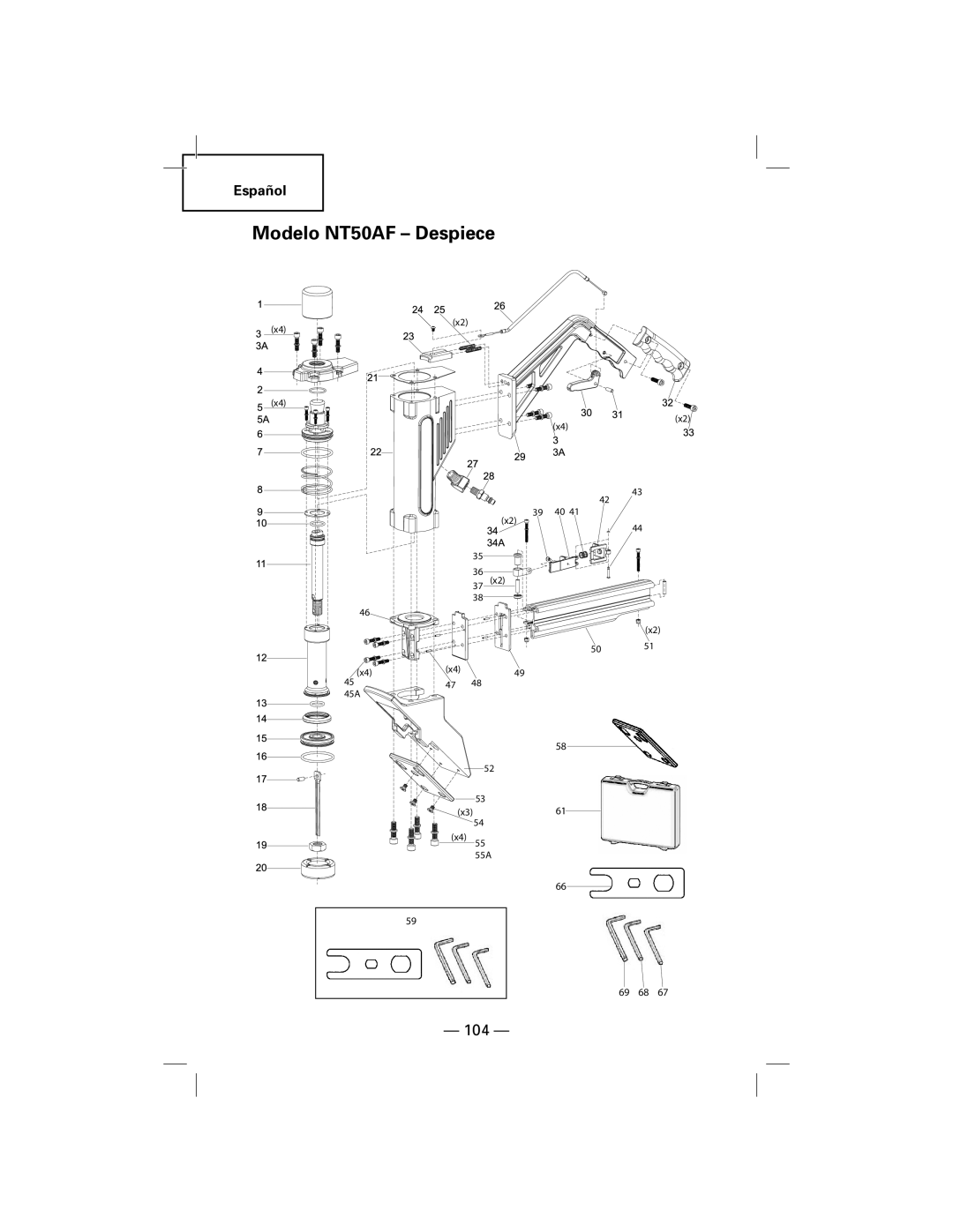 Hitachi N5009AF manual Modelo NT50AF Despiece 