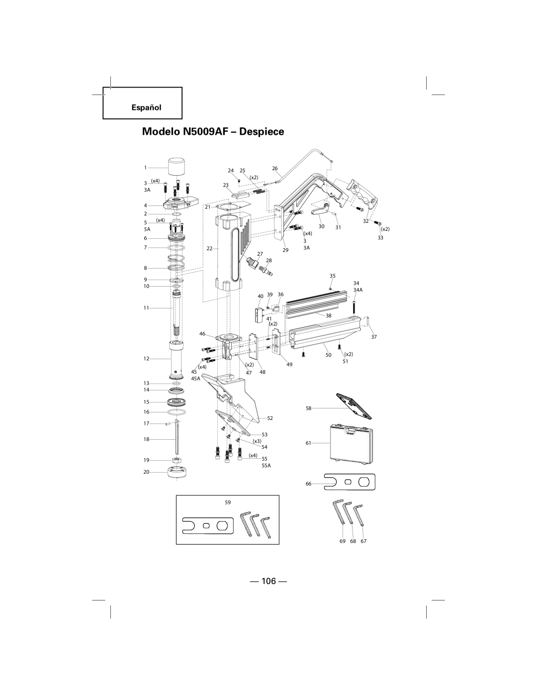 Hitachi NT50AF manual Modelo N5009AF Despiece 