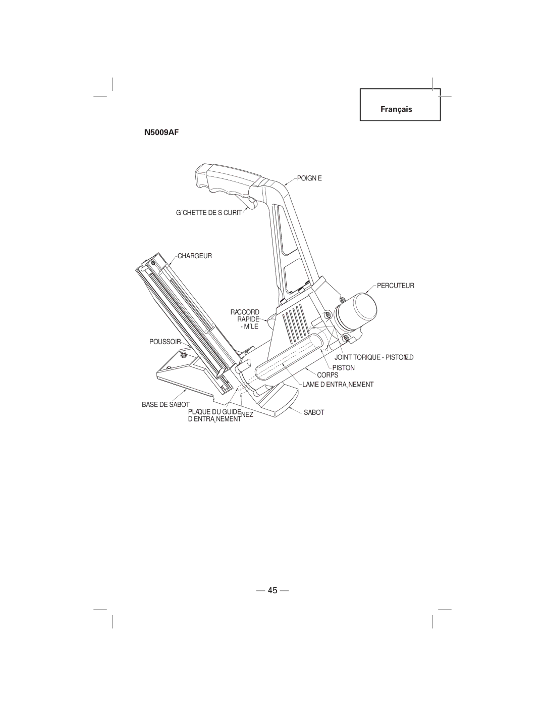 Hitachi NT50AF manual Français N5009AF 