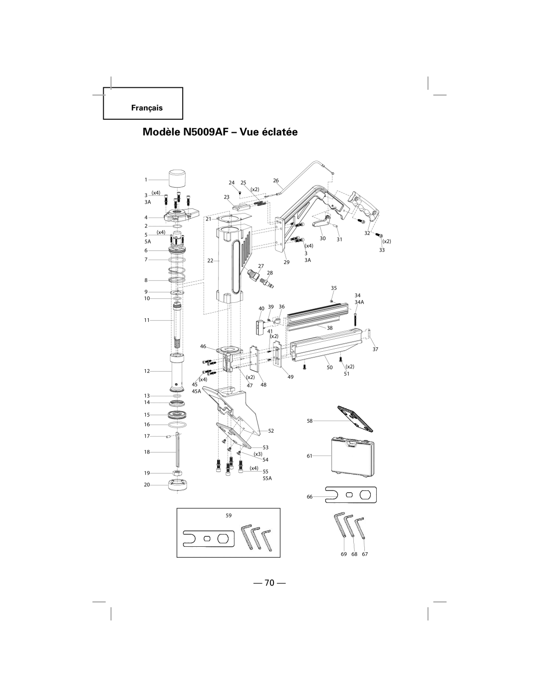 Hitachi NT50AF manual Modèle N5009AF - Vue éclatée 