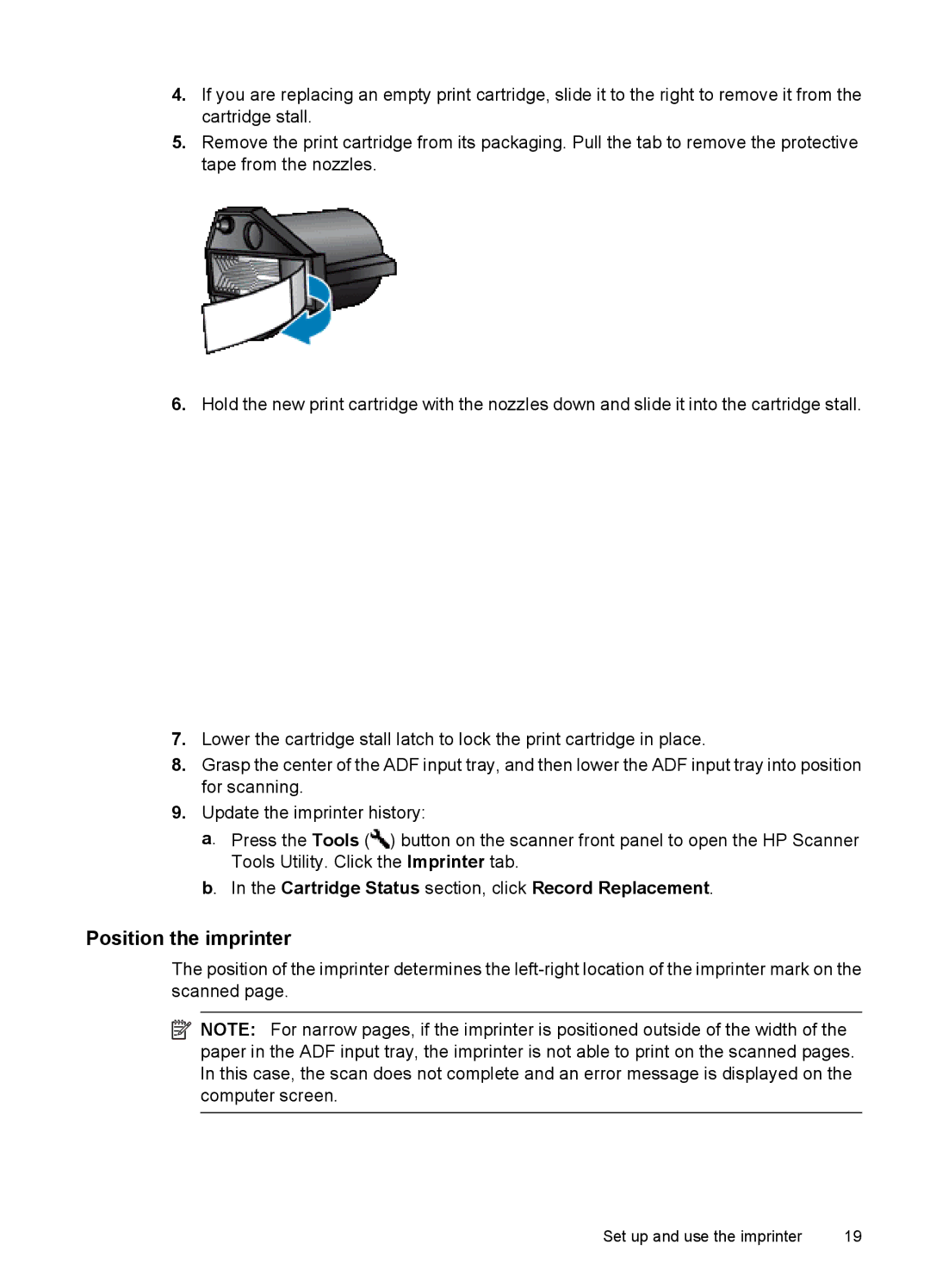 Hitachi N9120 manual Position the imprinter 