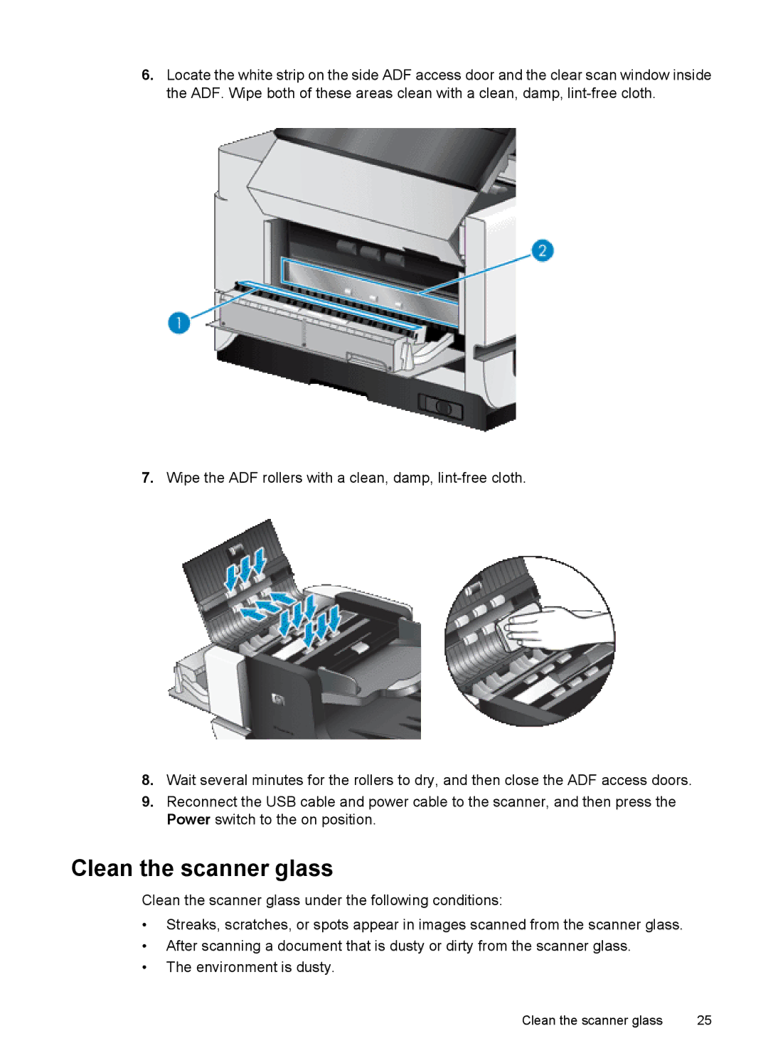 Hitachi N9120 manual Clean the scanner glass 