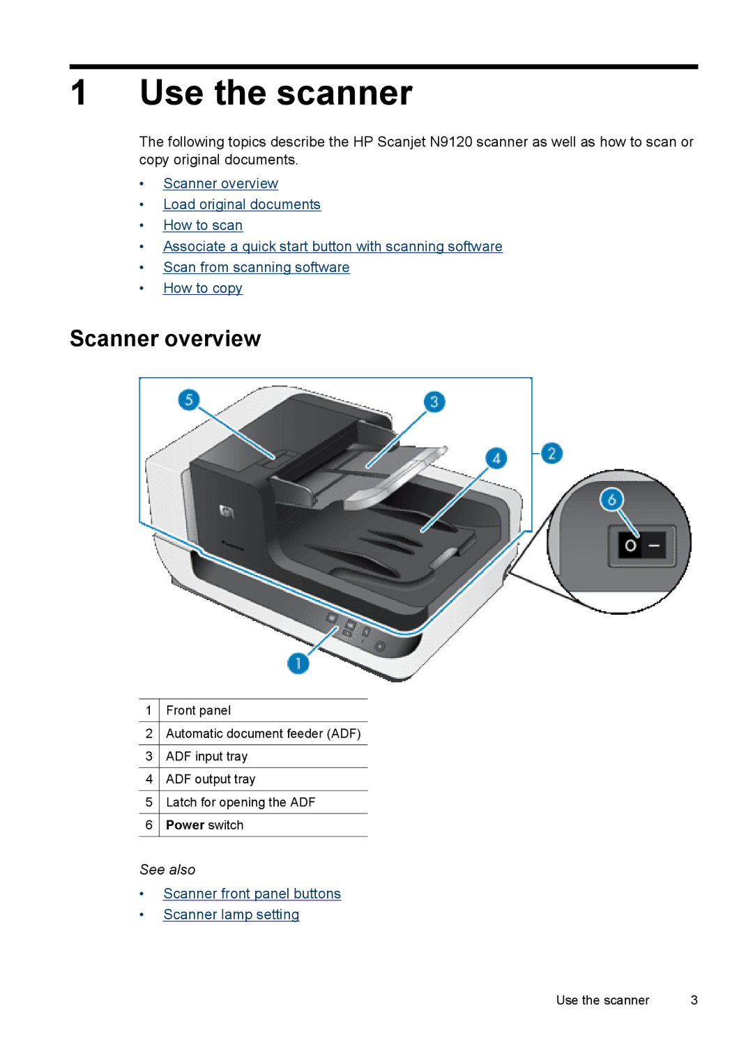 Hitachi N9120 manual Use the scanner, Scanner overview 