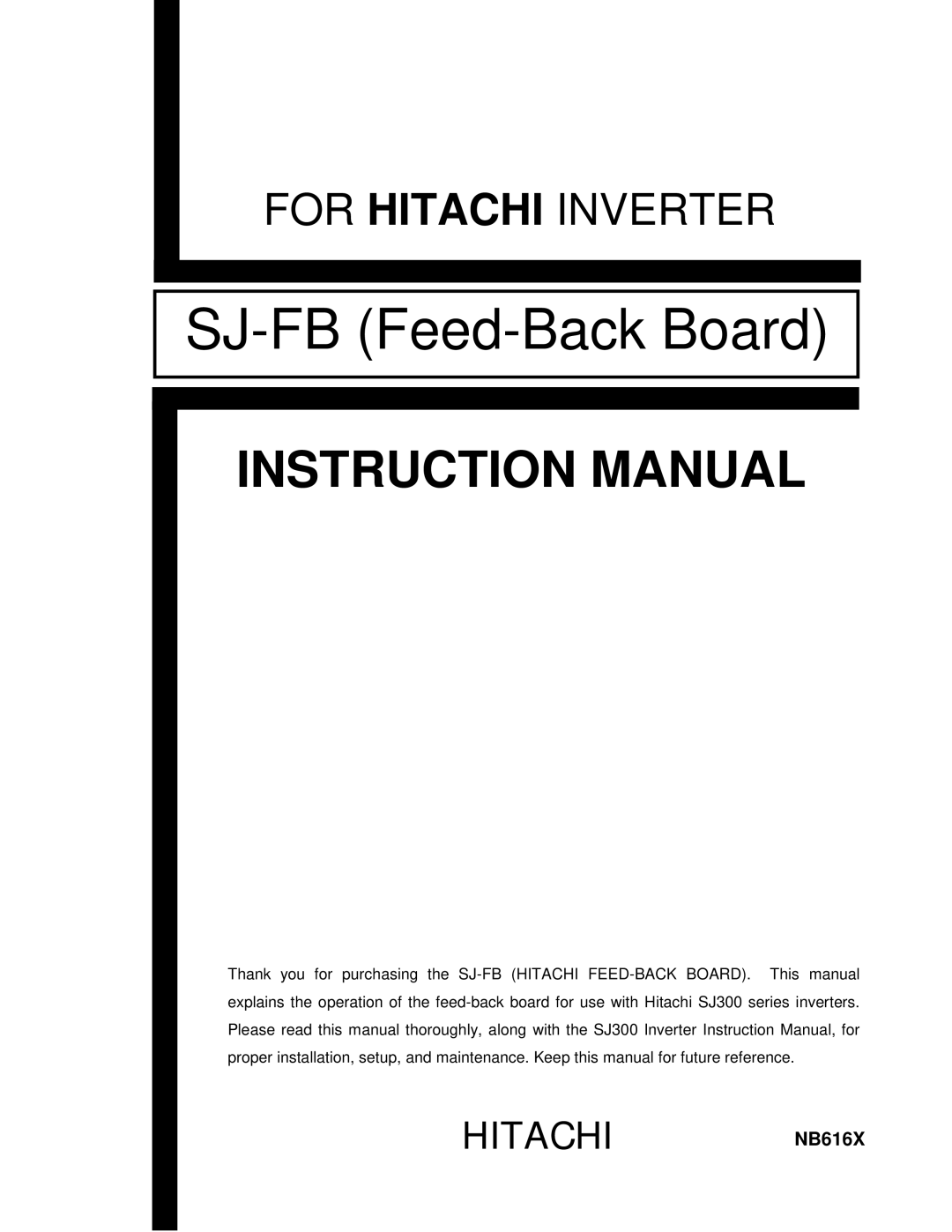 Hitachi NB616X instruction manual SJ-FB Feed-Back Board 