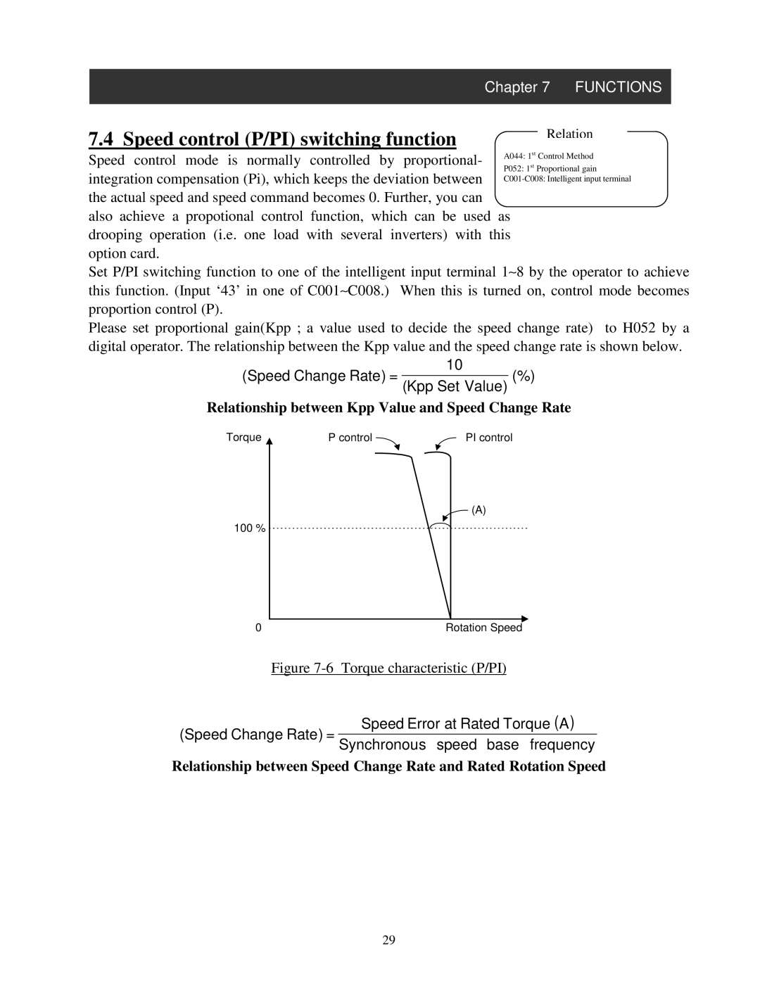 Hitachi NB616X Speed control P/PI switching function, Speed control mode is normally controlled by proportional 