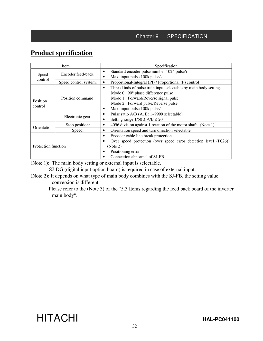 Hitachi NB616X instruction manual Product specification 