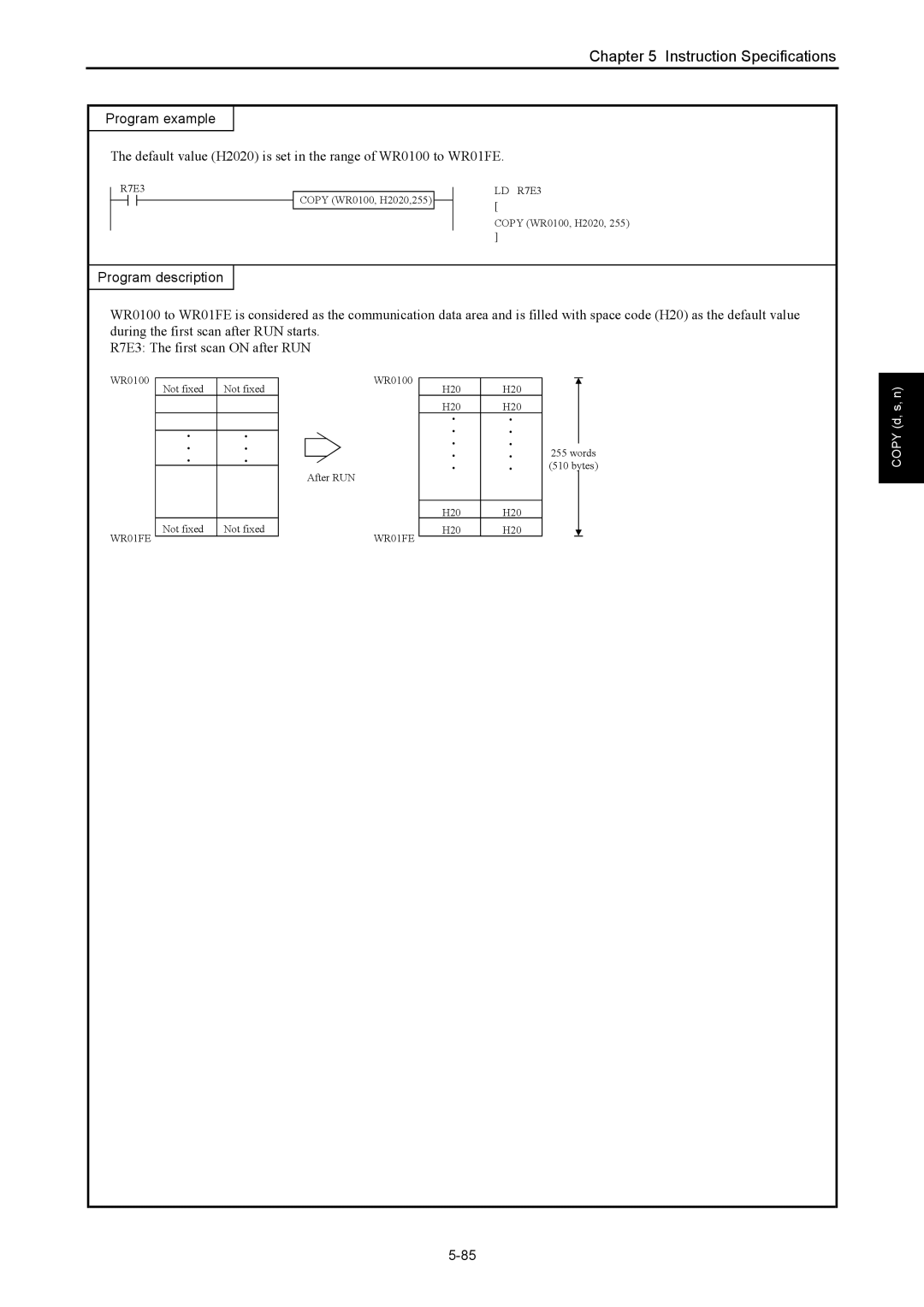 Hitachi NJI-350B manual Default value H2020 is set in the range of WR0100 to WR01FE 