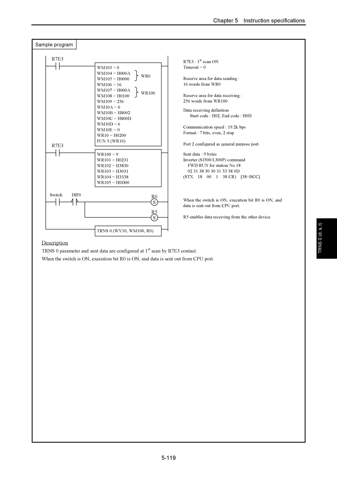 Hitachi NJI-350B manual Sample program, R7E3, WR0, DIF0 