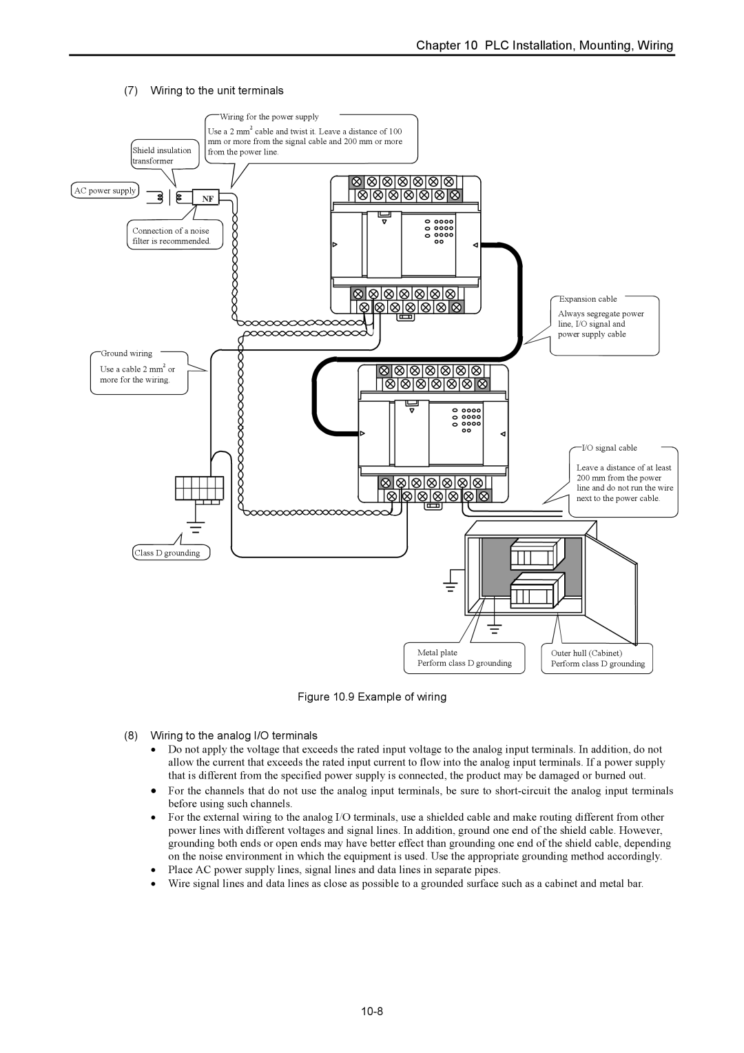 Hitachi NJI-350B manual Wiring to the unit terminals, 10-8 